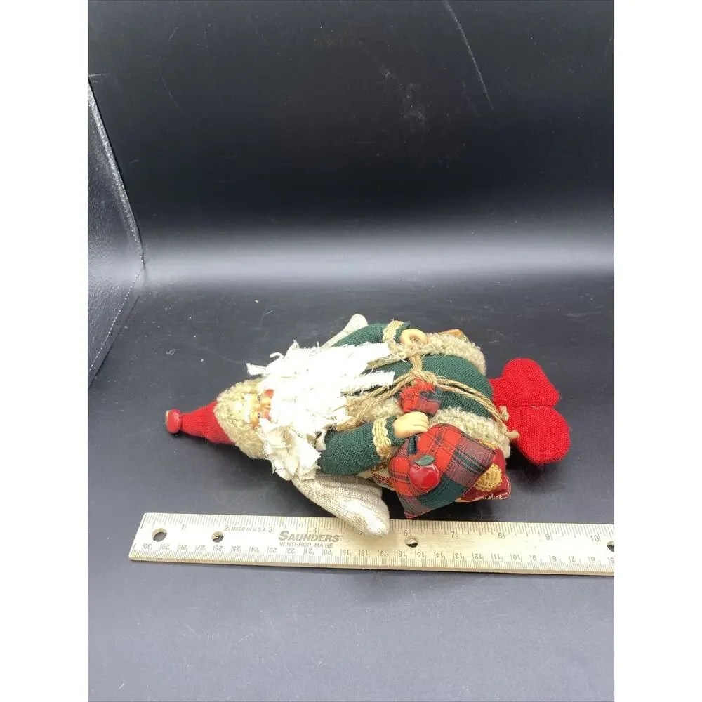 Homemade Cloth Santa Angel With Bag. Hands And Face-Plastic 10”X 8” X 2”